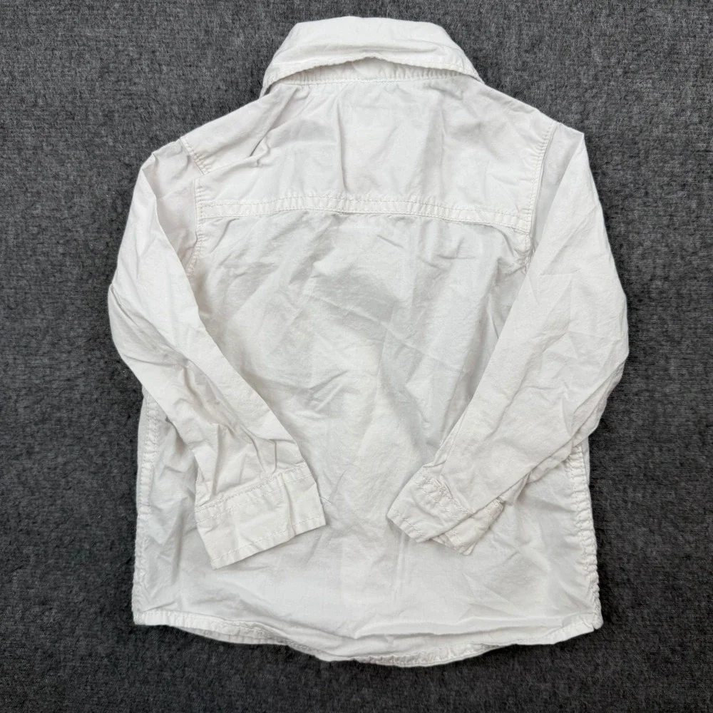 Carter's Button‎ Down Shirt Kids 24 Months White Long Sleeve Pocket Cotton